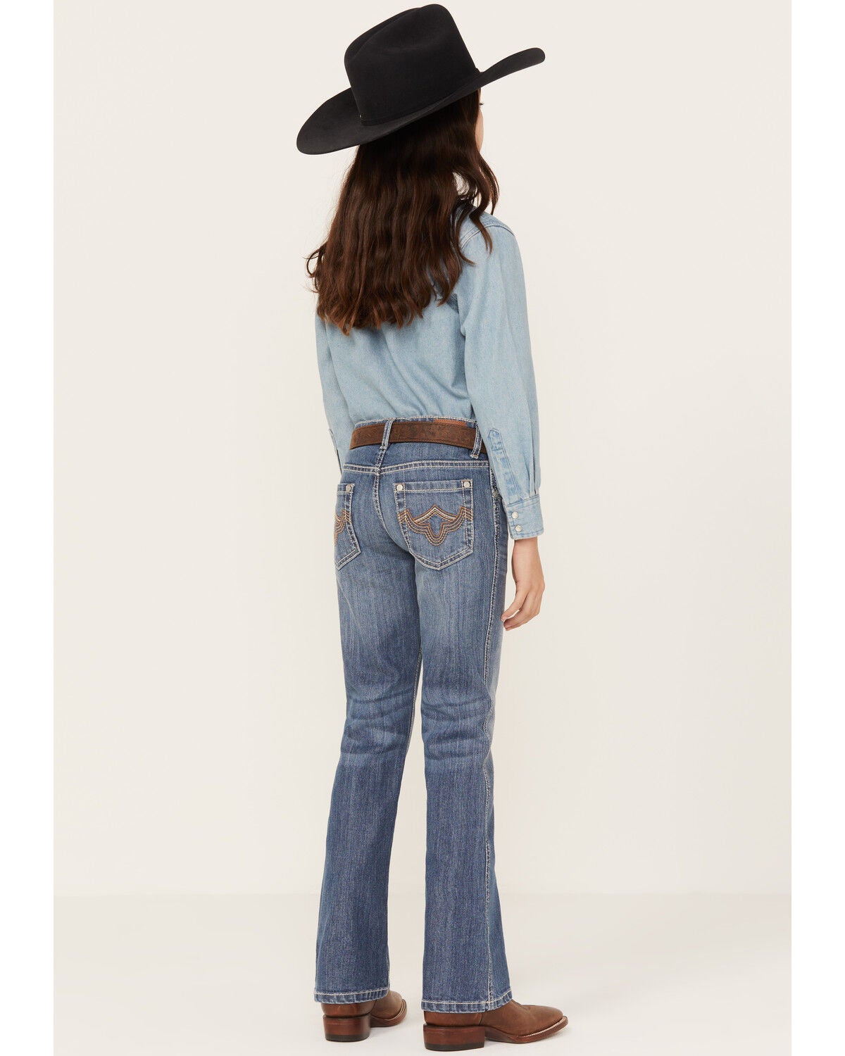 Shyanne Little Girls' Light Wash Stretch Bootcut Riding Jeans, Medium Wash, hi-res