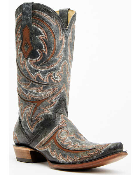 Corral Men's Triad Inlay Western Boots - Snip Toe , Black, hi-res