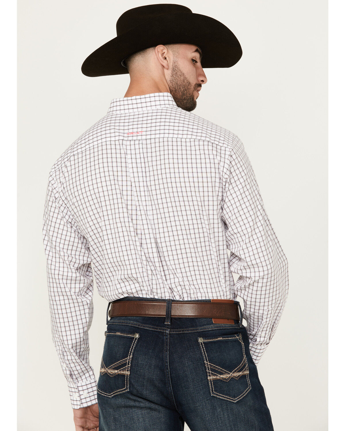 Image #4 - Ariat Men's Briggs Windowpane Plaid Print Long Sleeve Button-Down Western Shirt - Tall, White, hi-res
