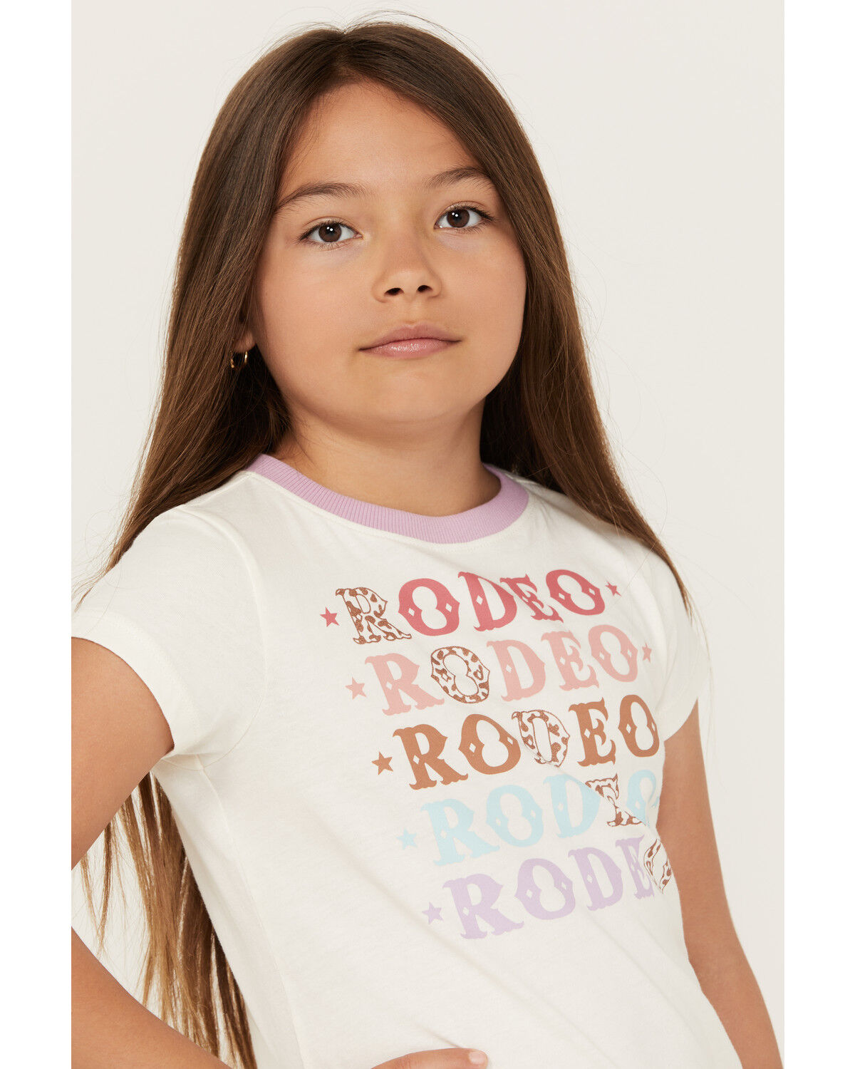 Image #2 - Shyanne Girls' Rodeo Short Sleeve Graphic Ringer Tee, Ivory, hi-res