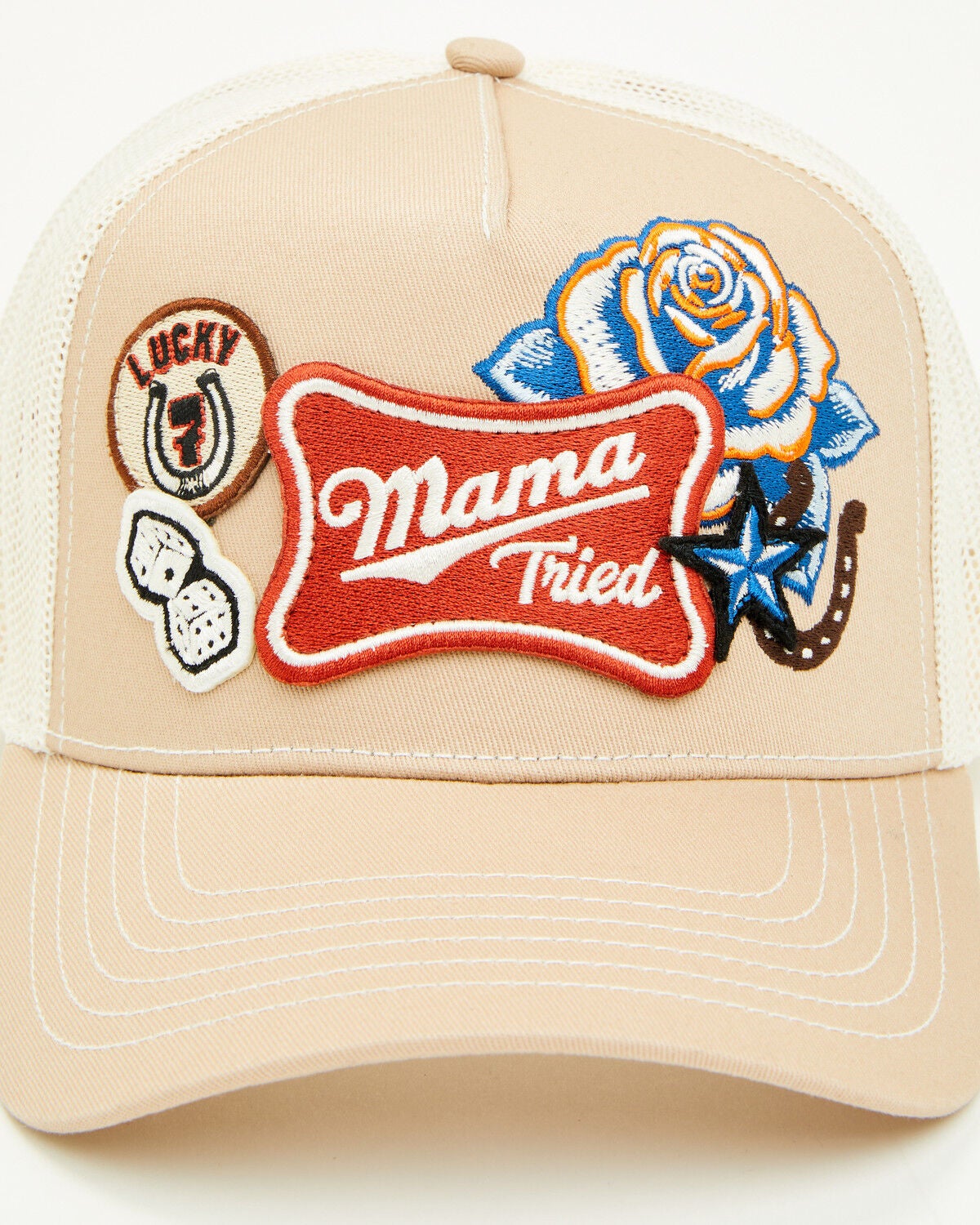 Idyllwind Women's Mama Tried Multi-Patch Ball Cap, Tan, hi-res