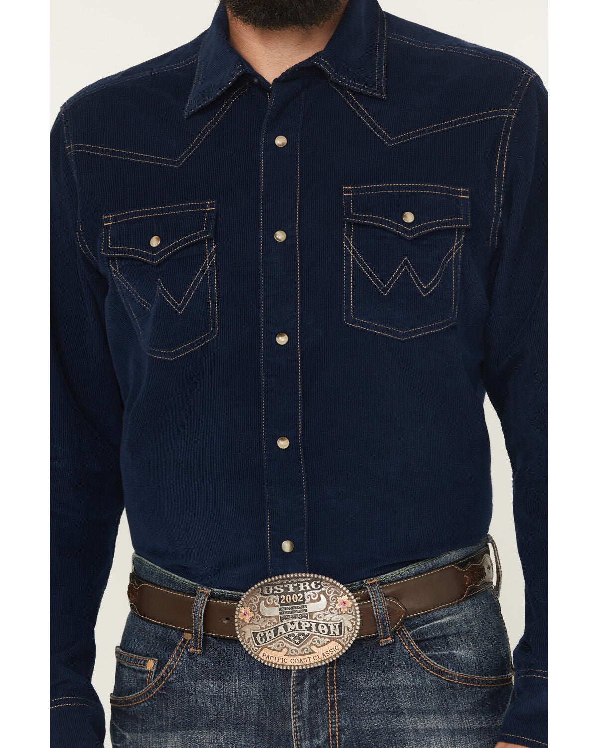 knee length dresses for ladies Wrangler Women's Dark Denim Washed Long Sleeve Western Shirt Dress main image 1