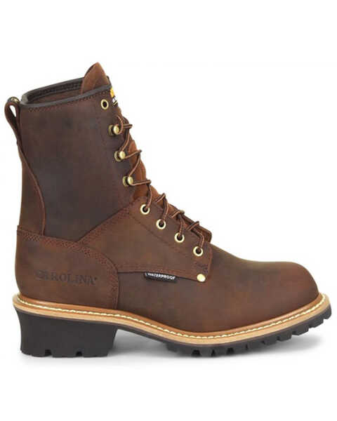 Image #2 - Carolina Men's Waterproof Logger Boots - Steel Toe, Brown, hi-res