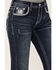 Image #4 - Grace in LA Women's Dark Wash Mid Rise Lace Cross Pocket Stretch Bootcut Jeans , Dark Wash, hi-res