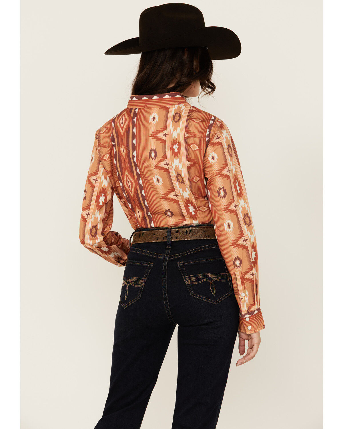 Image #4 - Wrangler Retro Women's Southwestern Print Long Sleeve Snap Western Shirt, Rust Copper, hi-res