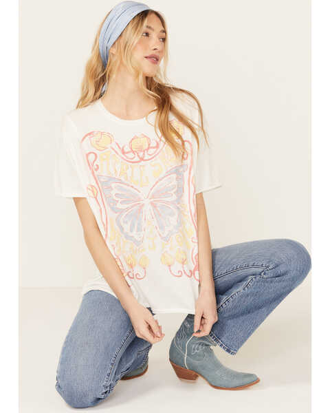 Image #1 - Free People Women's Spring Showers Short Sleeve Graphic Tee, White, hi-res