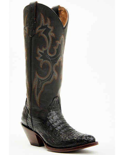 Image #1 - Shyanne Women's Layla Exotic Caiman Western Boots - Pointed Toe , Black, hi-res