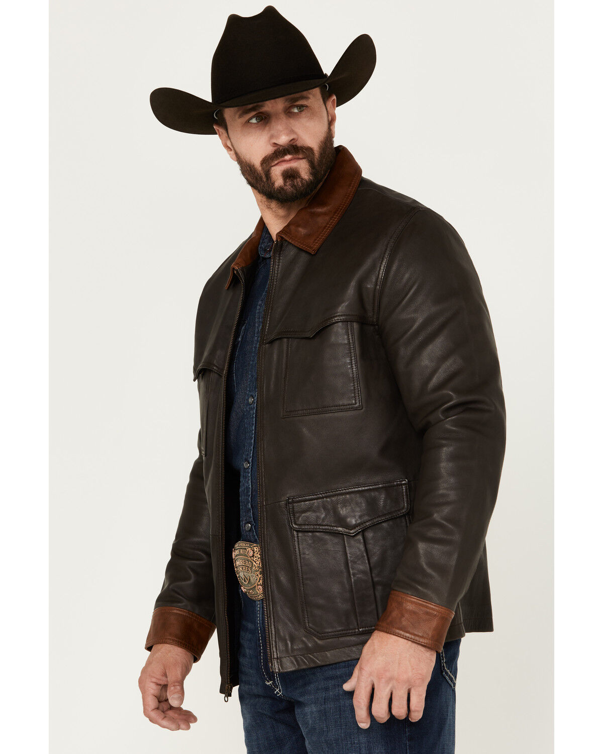 Image #2 - Scully Men's Leather Fringe Jacket, Chocolate, hi-res
