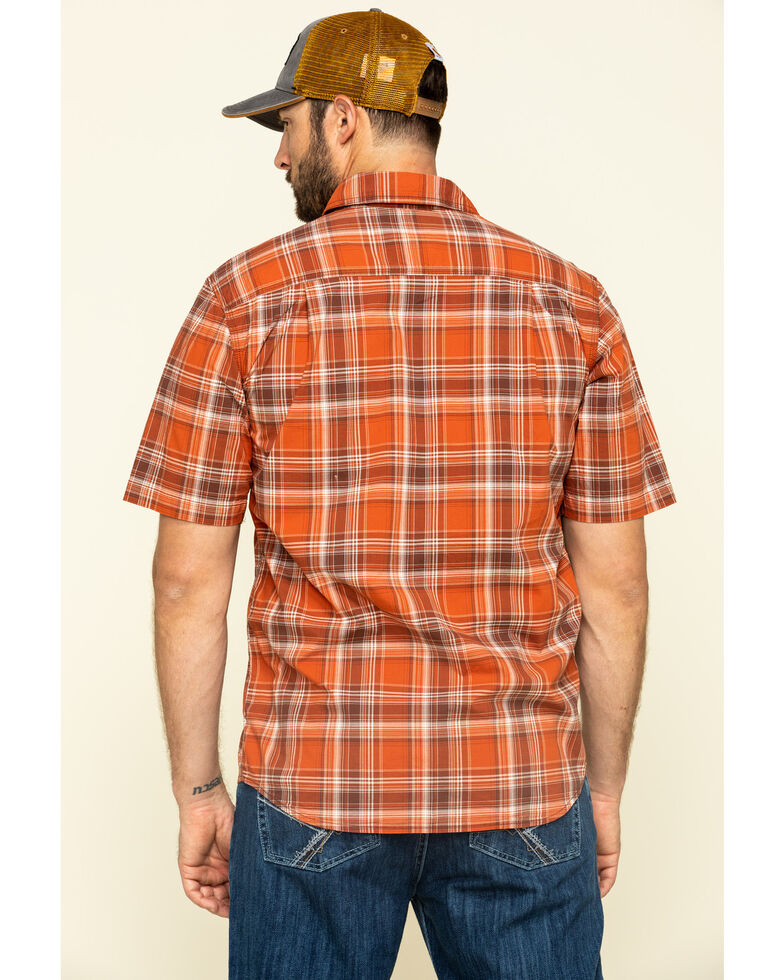 Carhartt Men's Harvest Orange Rugged Flex Bozeman Plaid Short Sleeve Work Shirt , Orange, hi-res