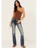 Image #3 - Grace In LA Women's Medium Wash Geo Print Embroidered Mid Rise Bootcut Stretch Denim Jeans, Medium Wash, hi-res
