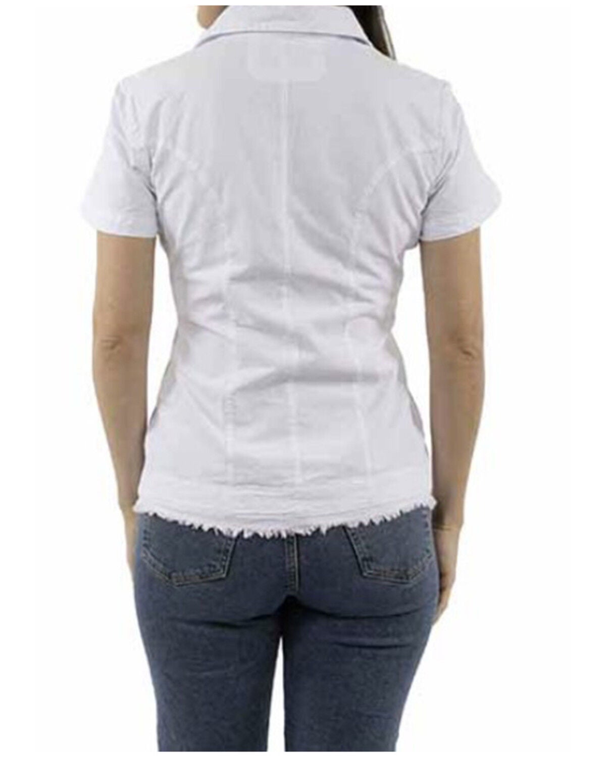 Image #2 - Scully Women's Embroidered Short Sleeve Button-Down Blouse, White, hi-res