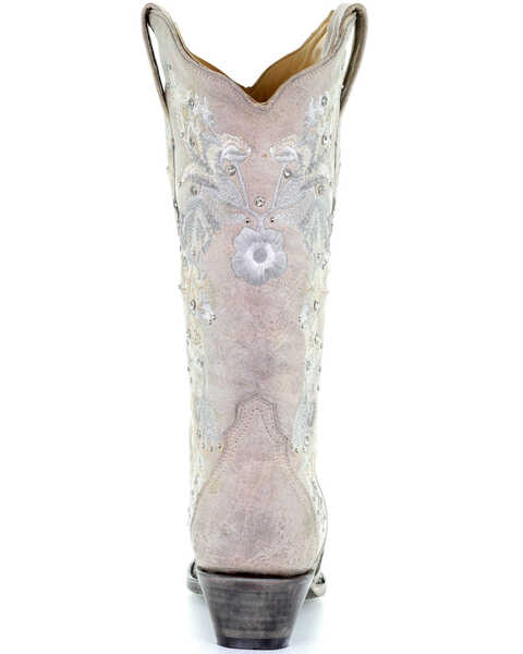 Image #4 - Corral Women's Floral Embroidered Western Boots - Snip Toe, White, hi-res