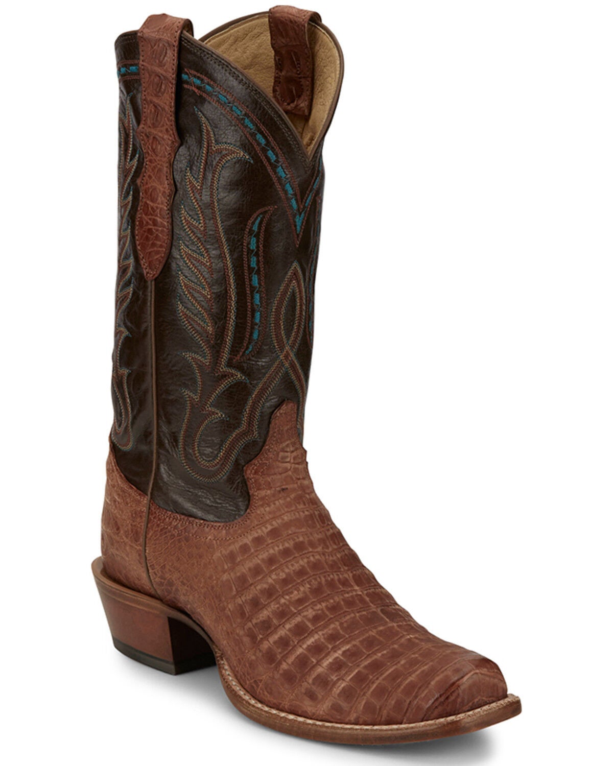 Tony Lama Men's Buffed Exotic Caiman Western Boots - Broad Square Toe, Tan, hi-res