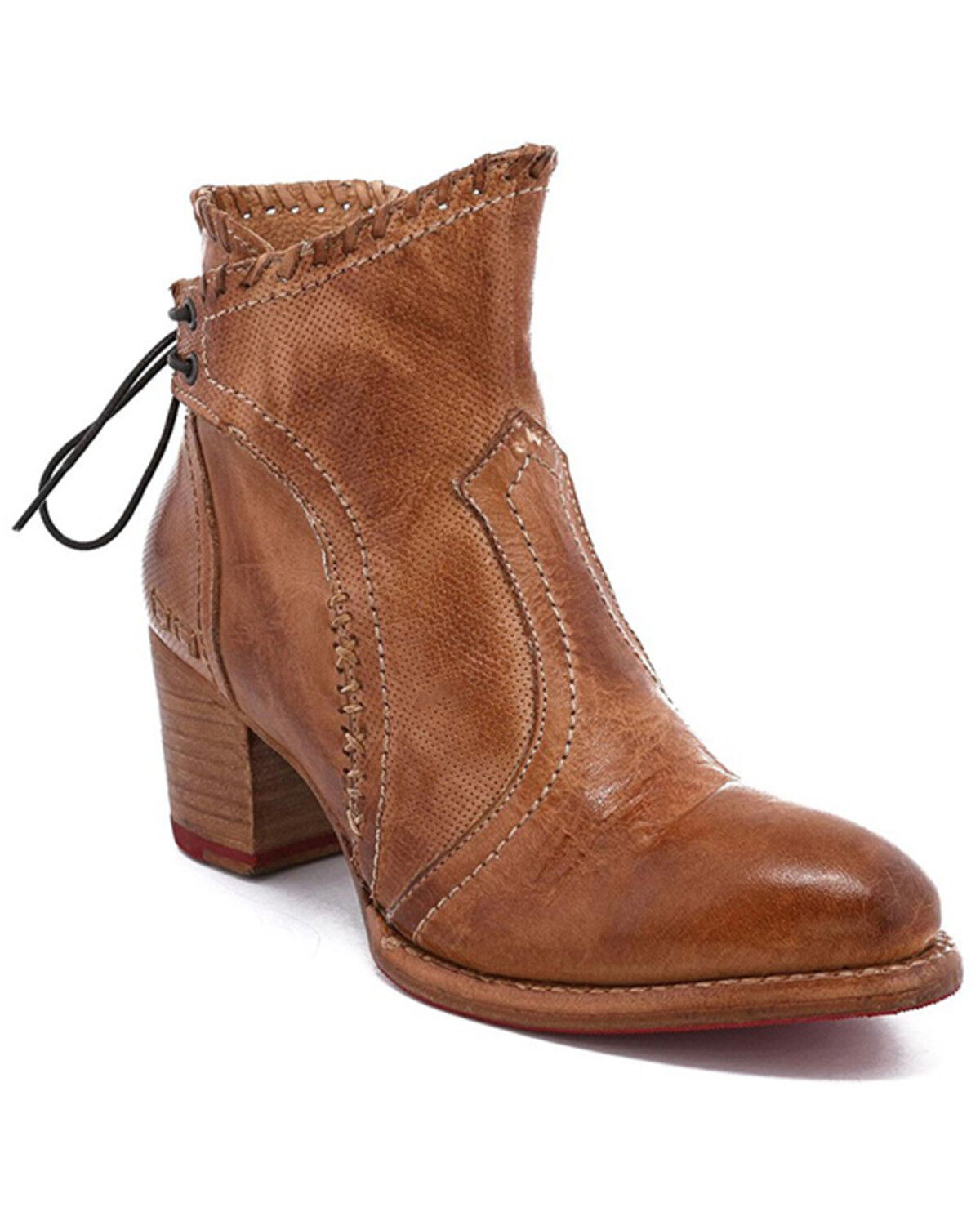 Image #1 - Bed Stu Women's Bia Braided Trim Booties - Round Toe, Tan, hi-res