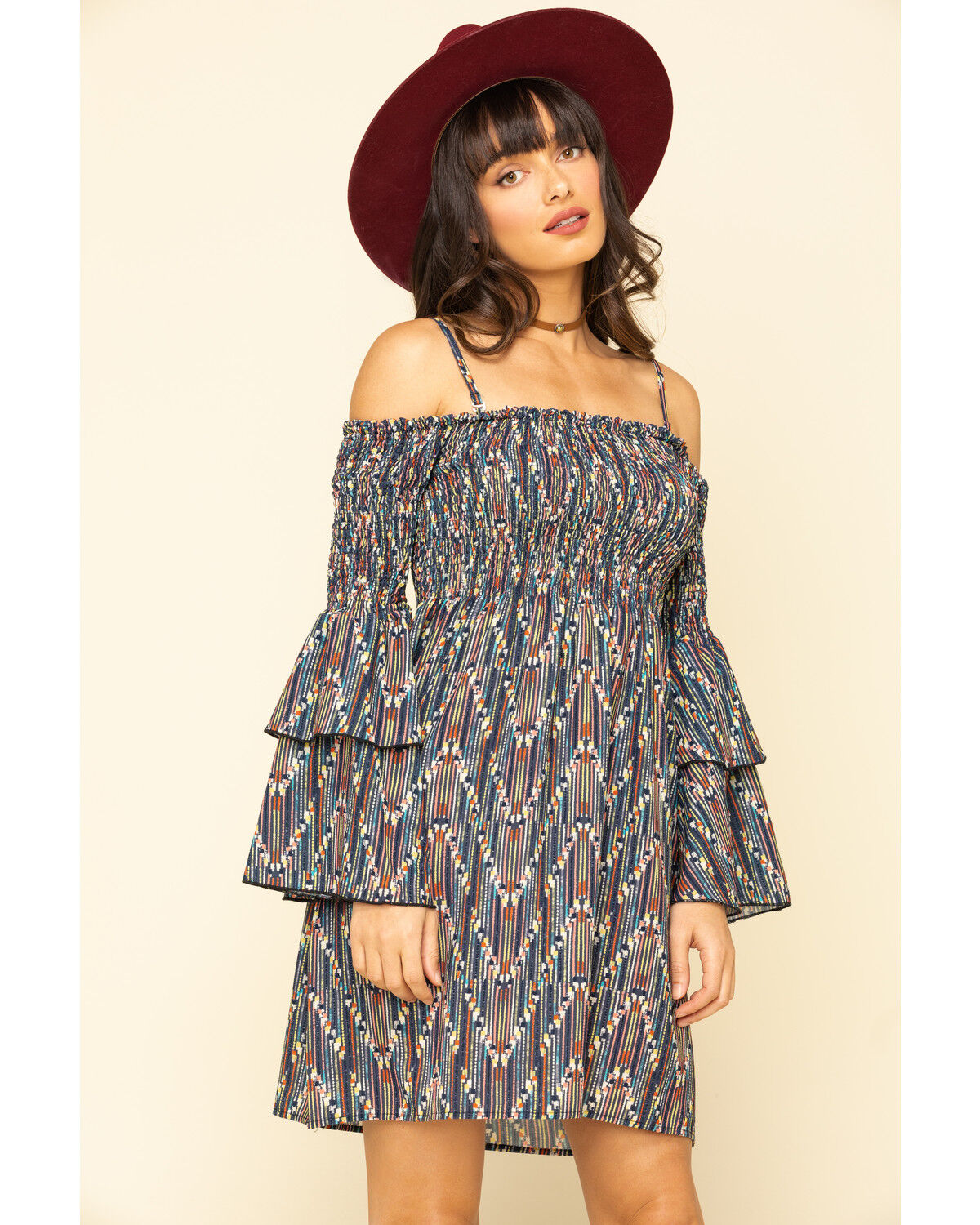 cold shoulder bell sleeve dress