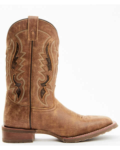 Image #2 - Laredo Men's Distressed Leather Western Boots - Broad Square Toe , Tan, hi-res
