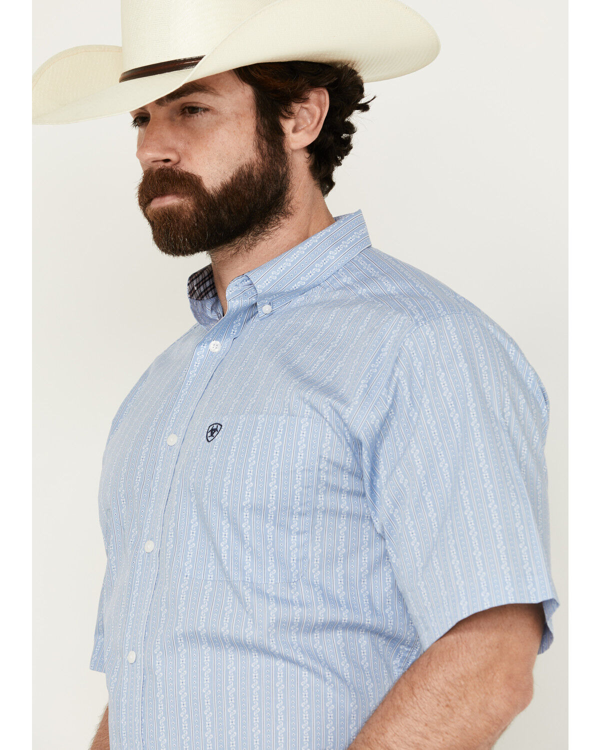 Image #2 - Ariat Men's Welburn Striped Short Sleeve Button-Down Western Shirt - Tall, , hi-res