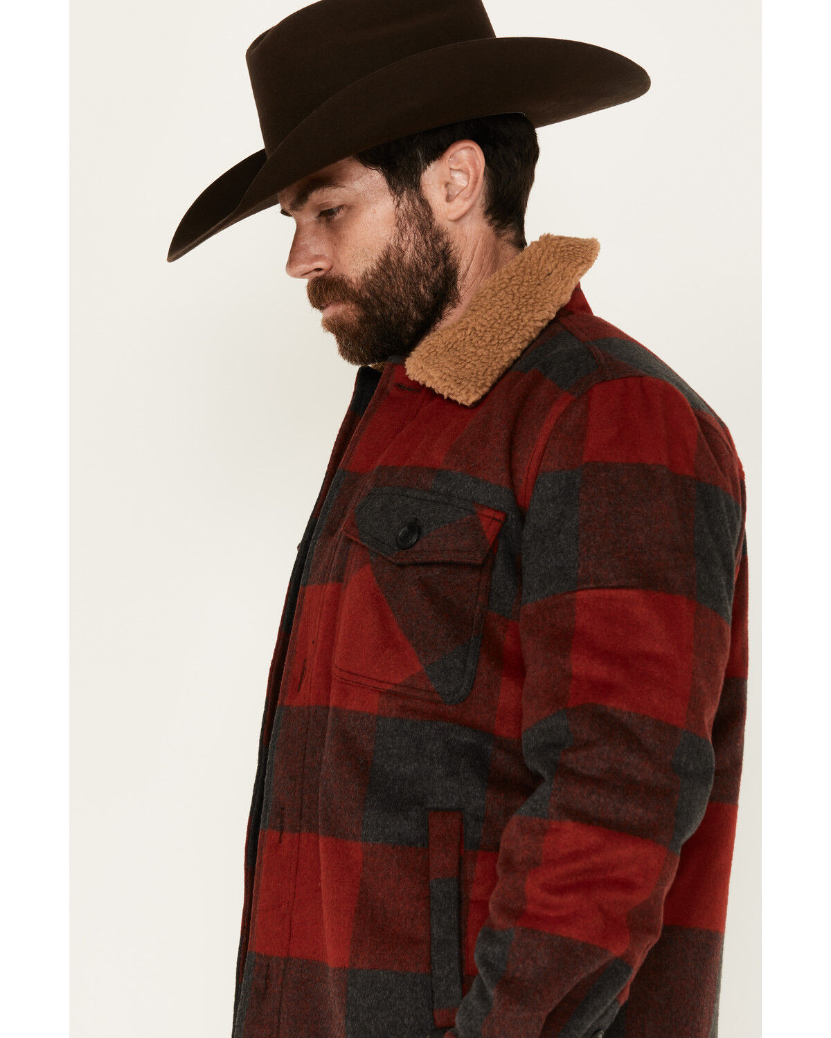 Image #3 - Cody James Men's Plaid Print Button-Down Lumber Jack Wool Jacket, Red, hi-res