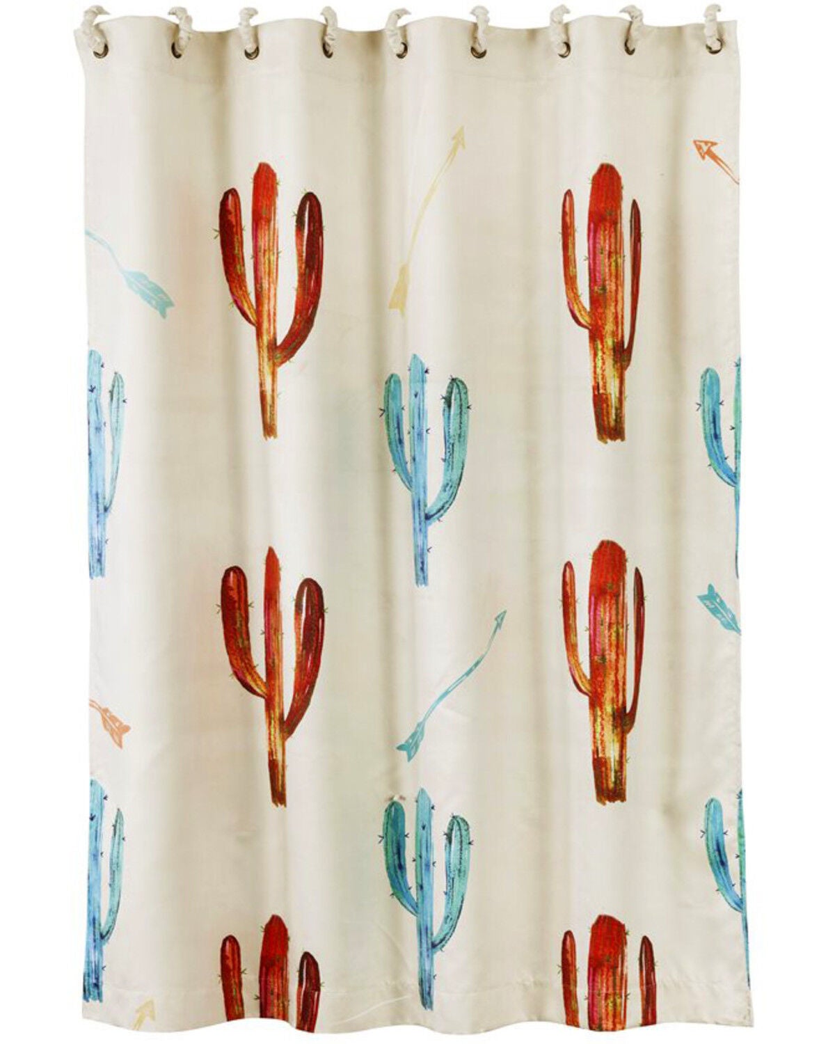 HiEnd Accents Cream Printed Cactus Shower Curtain, Cream, hi-res