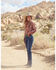 Image #1 - Wrangler x Lainey Wilson Women's Southwestern Print Long Sleeve Snap Western Shirt, Red, hi-res