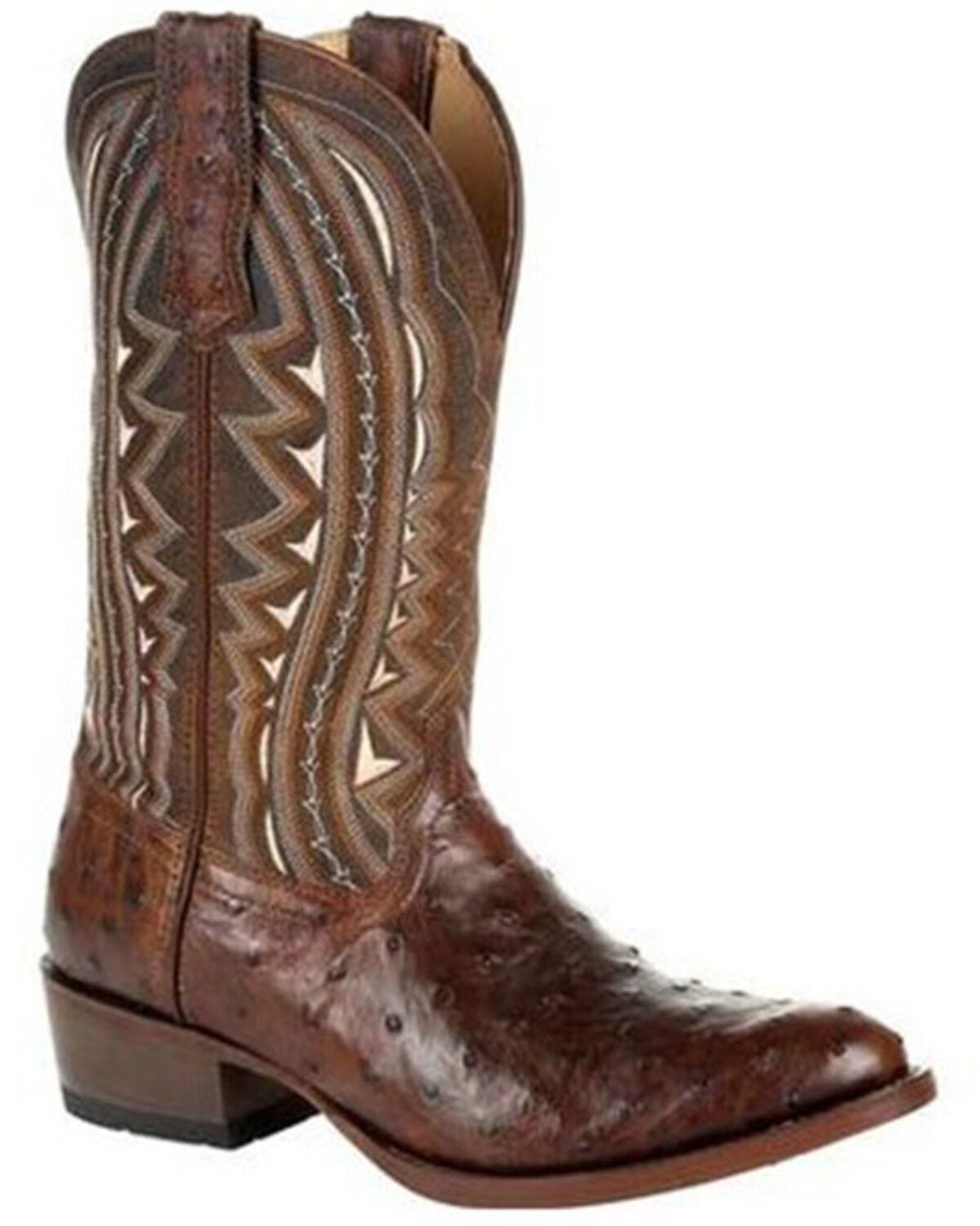 Durango Men's Exotic Full-Quill Ostrich Western Boots - Round Toe, Brown, hi-res