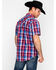 Rock & Roll Denim Men's Red Crinkle Washed Plaid Short Sleeve Western Shirt , Red, hi-res