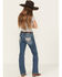 Image #1 - Shyanne Girls' Medium Wash Southwestern Pocket Bootcut Stretch Denim Jeans, Medium Wash, hi-res