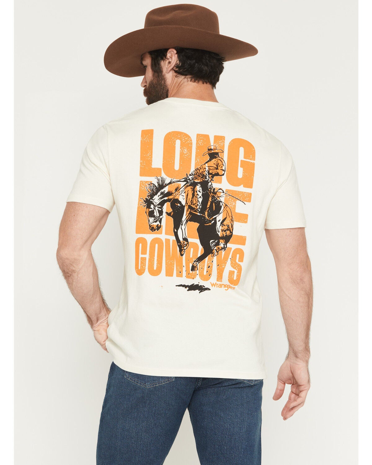 Wrangler Men's Long Live Cowboys Short Sleeve Graphic T-Shirt, Off White, hi-res