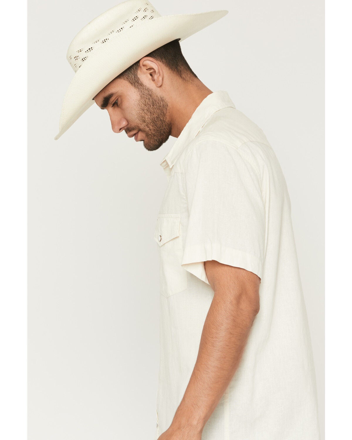 Image #2 - Sendero Provisions Men's The Wyatt Solid Short Sleeve Snap Western Shirt, Off White, hi-res