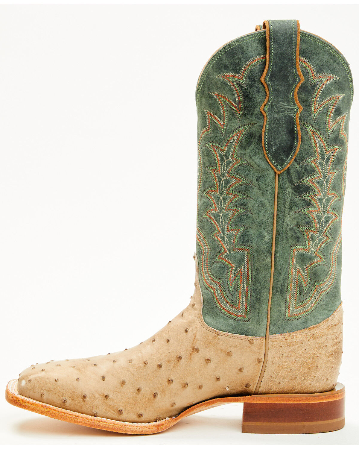 Image #3 - Justin Men's Chisolm Exotic Ostrich Western Boots - Broad Square Toe, Tan, hi-res