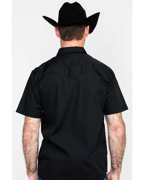 Image #2 - Gibson Men's Solid Short Sleeve Snap Western Shirt - Big, Black, hi-res