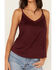 Image #3 - Shyanne Women's Crochet Lace Faux Suede Cami Top, Maroon, hi-res