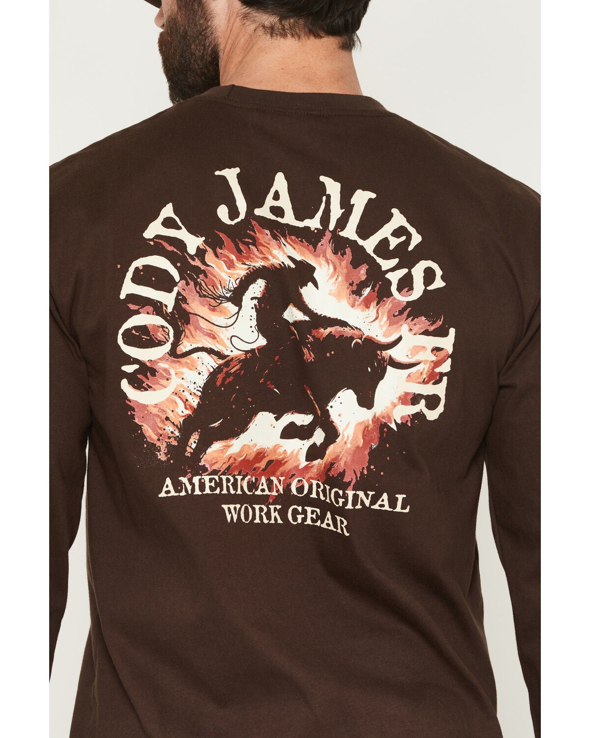 Image #4 - Cody James Men's FR Flame Jumper Long Sleeve Work T-Shirt, Brown, hi-res