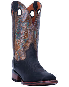 Dan Post Men's Deuce Western Boots - Wide Square Toe, Black/brown, hi-res