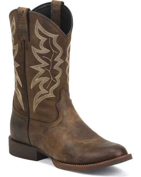 Image #1 - Justin Men's Buster Stampede Western Boots - Round Toe, Brown, hi-res