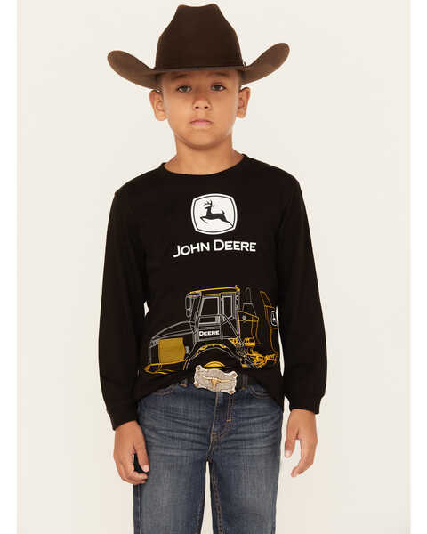 John Deere Boys' Wrap Construction Long Sleeve Graphic T-Shirt , Black, hi-res