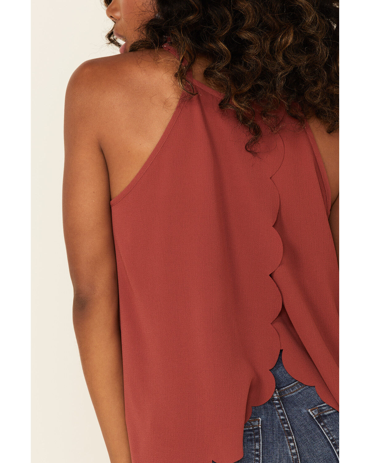 Image #4 - Moa Moa Women's Rust Copper High Neck Scallop Edge Tank Top , , hi-res