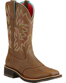 Ariat Women's Delilah Toasted Brown Cowgirl Boots - Wide Square Toe , Brown, hi-res