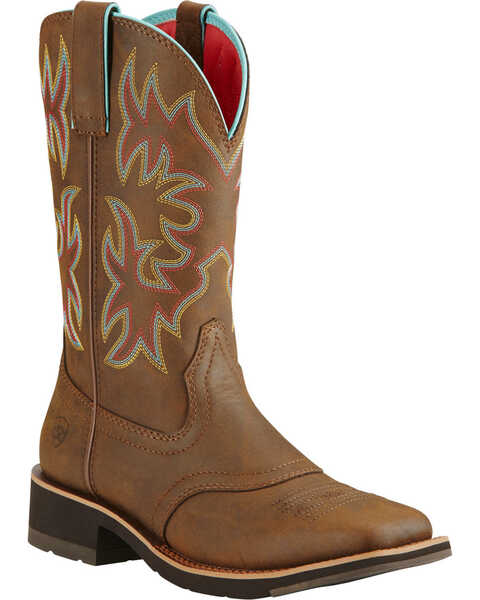 Ariat Women's Delilah Western Performance Boots - Broad Square Toe , Brown, hi-res