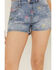 Image #2 - Vibrant Denim Women's Medium Wash High Rise Floral Embellished Denim Shorts, Medium Wash, hi-res