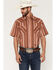 Image #1 - Ely Walker Men's Striped Short Sleeve Pearl Snap Western Shirt, Rust Copper, hi-res