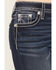 Image #4 - Miss Me Women's Dark Wash Mid Rise Winged Pocket 32" Bootcut Stretch Denim Jeans, Dark Wash, hi-res