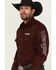 Image #2 - Wrangler Men's Logo Solid Long Sleeve Snap Western Shirt, Wine, hi-res