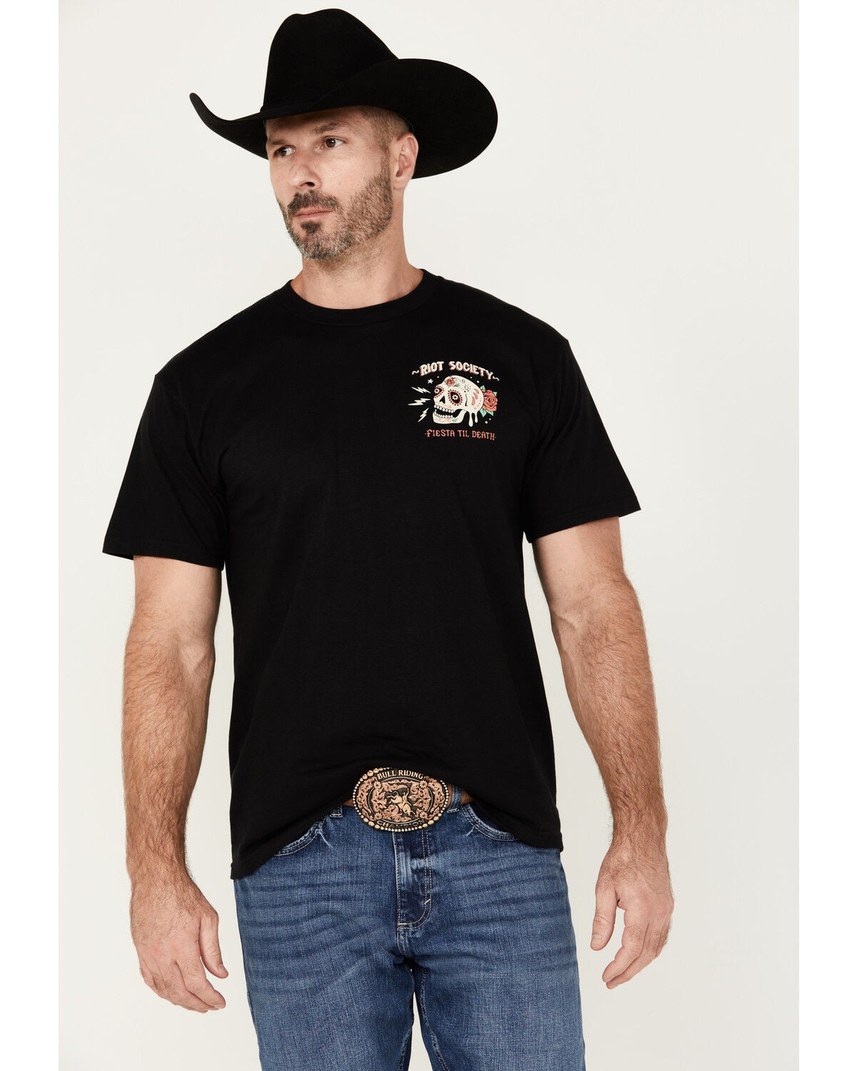 Image #2 - Riot Society Men's Guitar Girl Fiesta Til Death Short Sleeve Graphic T-Shirt, Black, hi-res