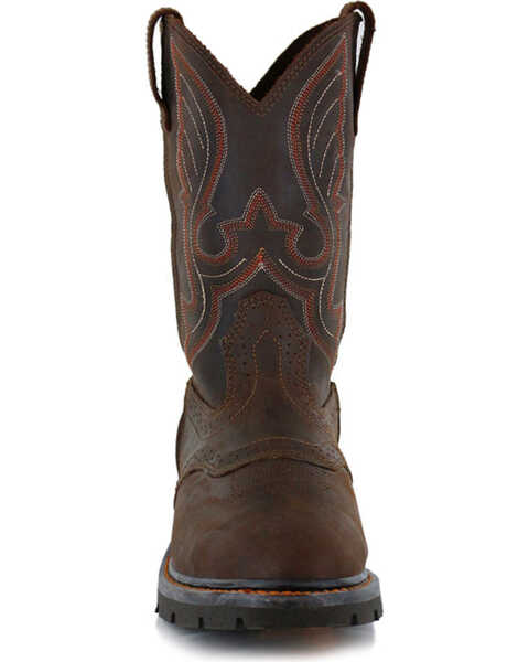 Image #4 - Cody James Men's Western Pull On Work Boots - Soft Toe, Brown, hi-res