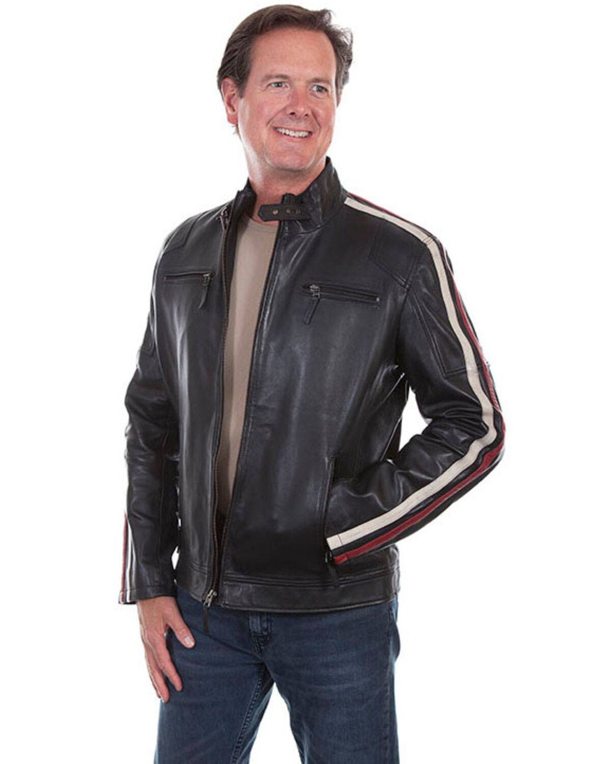 Scully Leatherwear Men's Black Lamb Riding Jacket, Black, hi-res