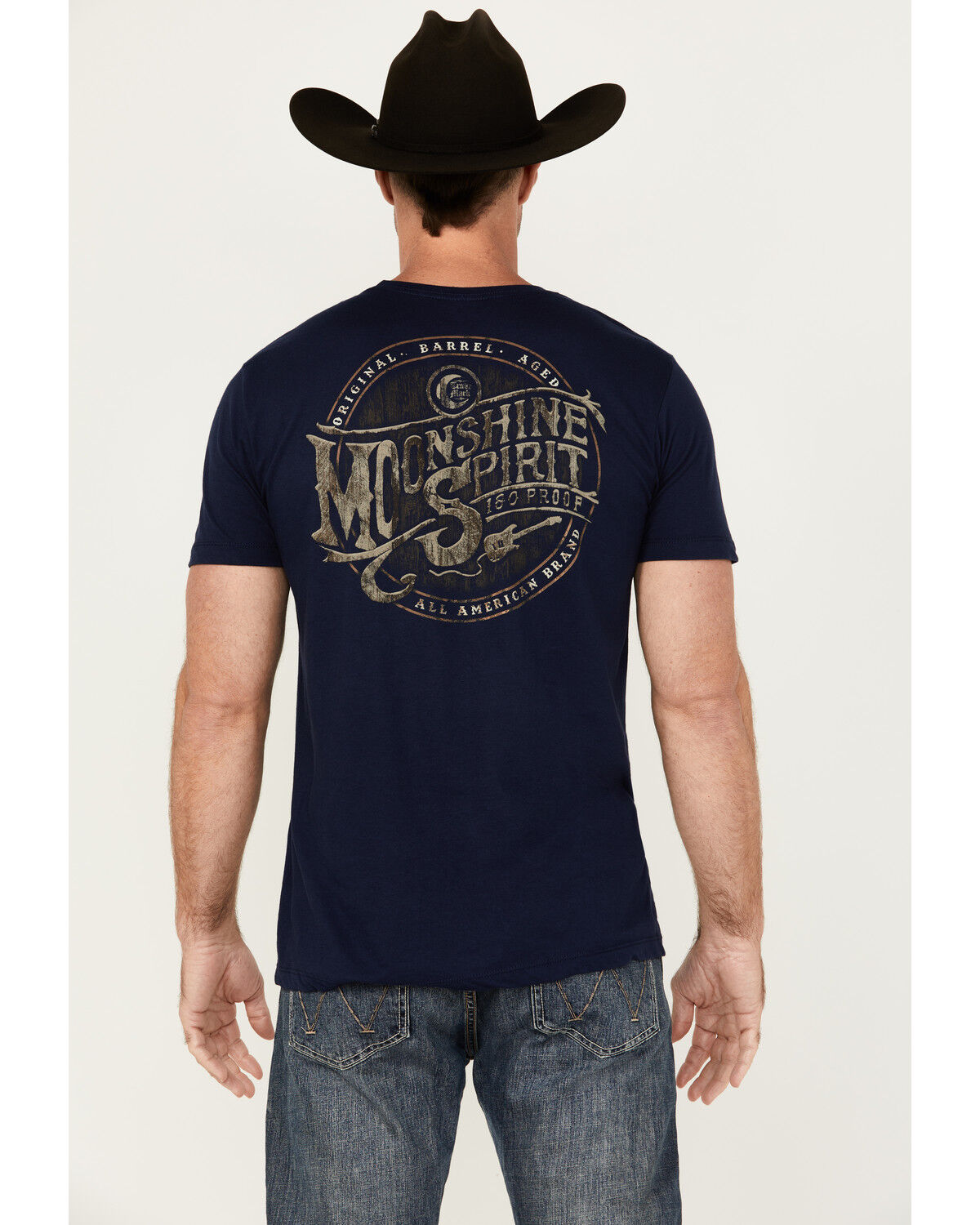 Image #1 - Moonshine Spirit Men's Oak Barrel Short Sleeve Graphic T-Shirt, Navy, hi-res