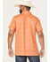 Image #4 - Rock & Roll Denim Men's Skull Print Short Sleeve Button-Down Stretch Polo, Orange, hi-res