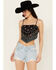 Image #1 - Angie Women's Bandana Print Top, Black, hi-res