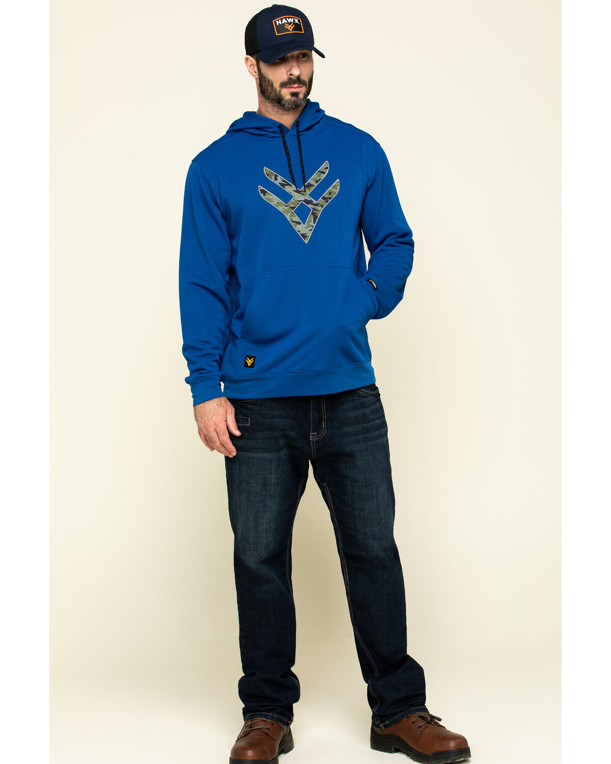 Image #6 - Hawx Men's Tech Logo Hooded Work Sweatshirt, Blue, hi-res